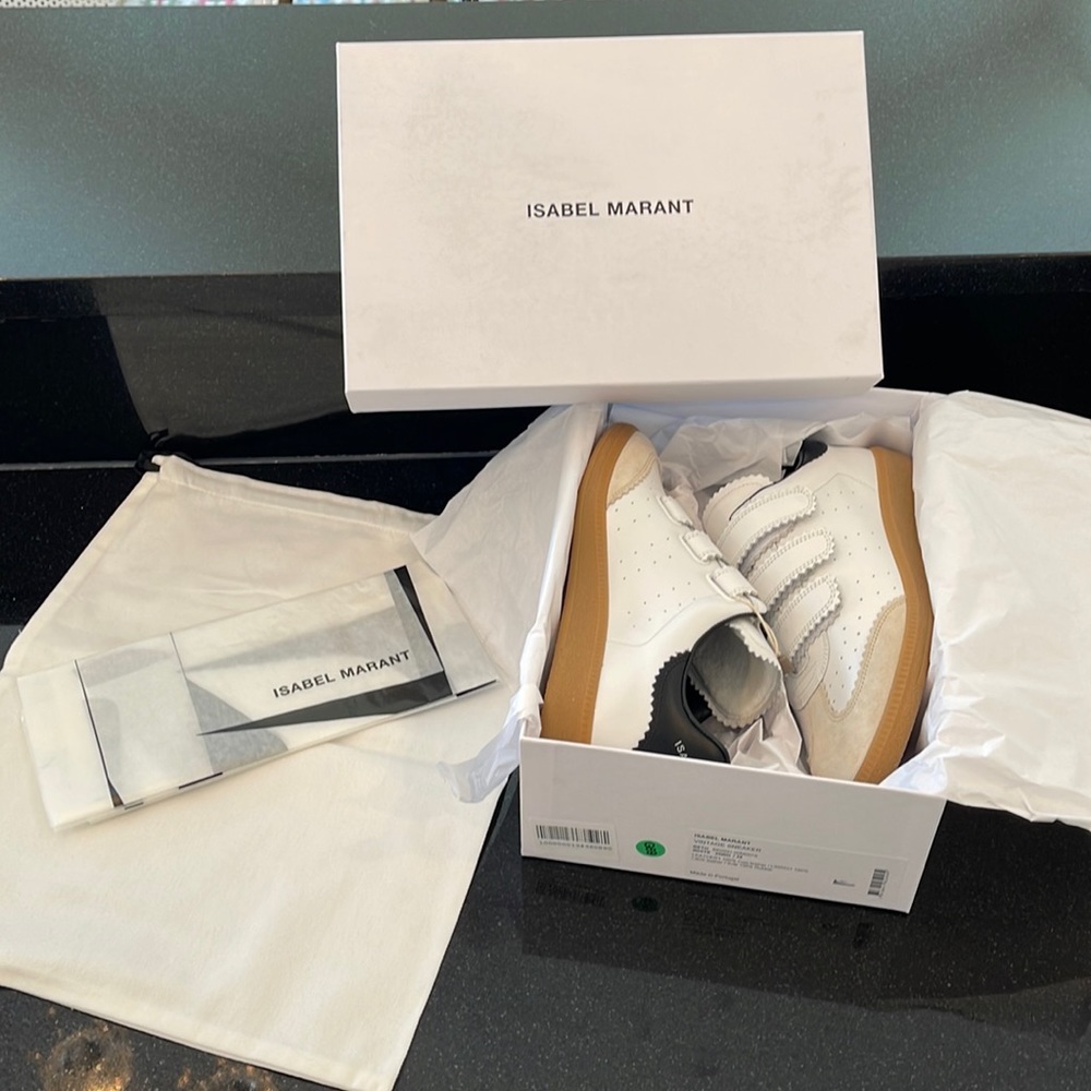 Isabel Marant Vintage Sneaker.  Style: Beth white leather with suede toes.